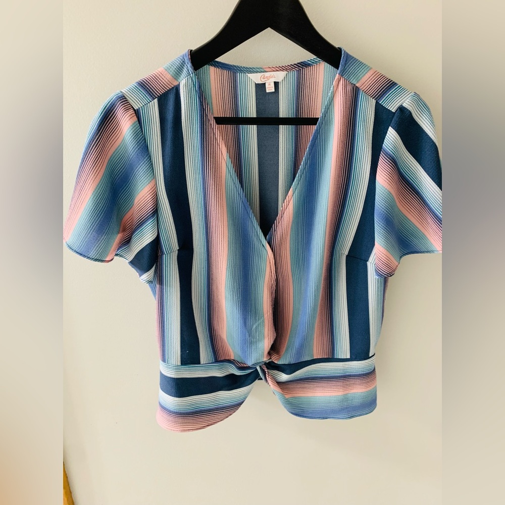 Peplum top in bright spring colors